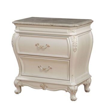 Pearl White Chantelle Nightstand W/Granite Top 23543 by ACME