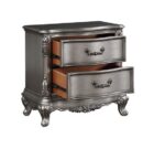 Antique Platinum Finish Ausonia Nightstand BD00604 by ACME Luxury Bedroom Furniture Mobilia Cleopatra 16 Antique Platinum Finish Ausonia Nightstand BD00604 by ACME 16