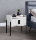White Leather Metis Nightstand W/USB & Electric Lock BD00557 by ACME 17