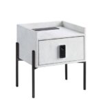 White Leather Metis Nightstand W/USB & Electric Lock BD00557 by ACME 18