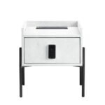 White Leather Metis Nightstand W/USB & Electric Lock BD00557 by ACME 19