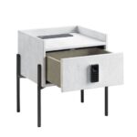 White Leather Metis Nightstand W/USB & Electric Lock BD00557 by ACME 21