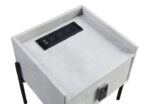 White Leather Metis Nightstand W/USB & Electric Lock BD00557 by ACME 22