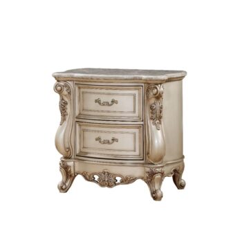 Golden Ivory Finish Gorsedd Nightstand W/Marble Top 27443 by ACME