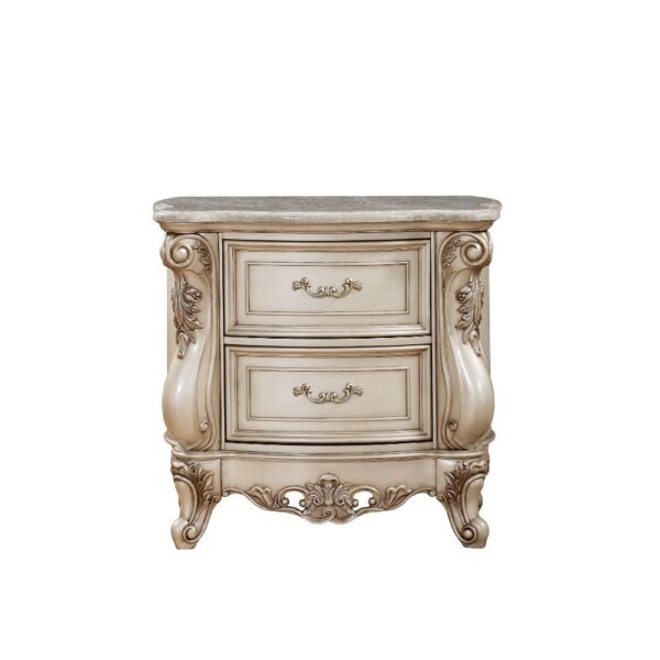Golden Ivory Finish Gorsedd Nightstand W/Marble Top 27443 by ACME - Image 2