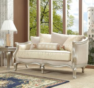 Metallic Silver Loveseat HD-700 BY Homey Design
