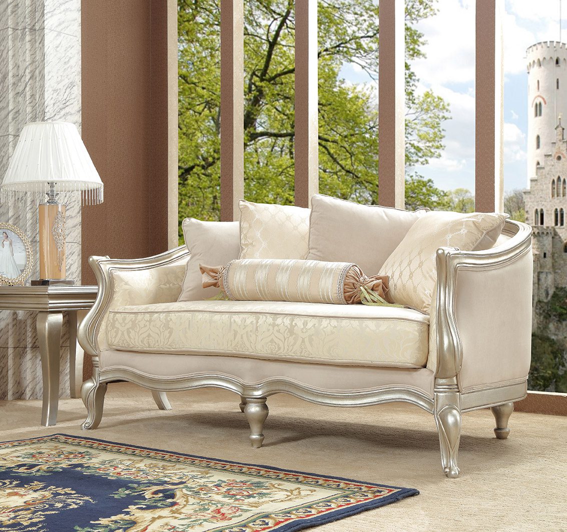 Metallic Silver Loveseat HD-700 BY Homey Design