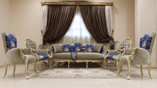 Handmade 5Pcs- Napoleon Blue Sofa Set - Image 15