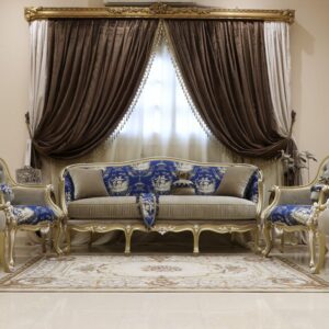 Handmade 5Pcs- Napoleon Blue Sofa Set