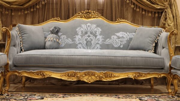 Handmade 5Pcs- Classic Sky Blue Sofa Set 8