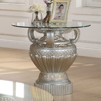 Luxury Silver Finish End Table HD-8908S By Homey Design
