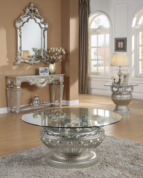 Luxury Silver Finish End Table HD-8908S By Homey Design 6