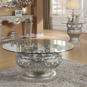 Luxury Silver Finish 3PCs Coffee Table Set HD-8908S By Homey Design