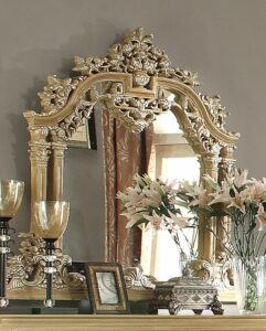 Champagne Finish Mirror Hd-328C By Homey Design | Mobilia Cleopatra Champagne Finish Mirror HD-328C By Homey Design
