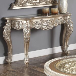Champagne Finish Console Table Hd-328C By Homey Design | Mobilia Cleopatra Champagne Finish Console Table HD-328C By Homey Design