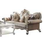 Fabric & Antique Pearl Finish Picardy Sofa W/7 Pillows 55460 by ACME Luxury Living Room Furniture Mobilia Cleopatra 8 Fabric & Antique Pearl Finish Picardy Sofa W/7 Pillows 55460 by ACME 8
