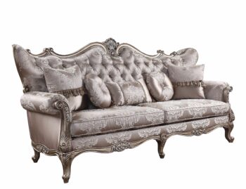 Fabric & Champagne Finish Jayceon Sofa W/5 Pillows 54865 by ACME