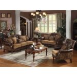 Brown Leather & Chenille Cherry Finish Dreena Chair W/Pillow 05497 by ACME 11