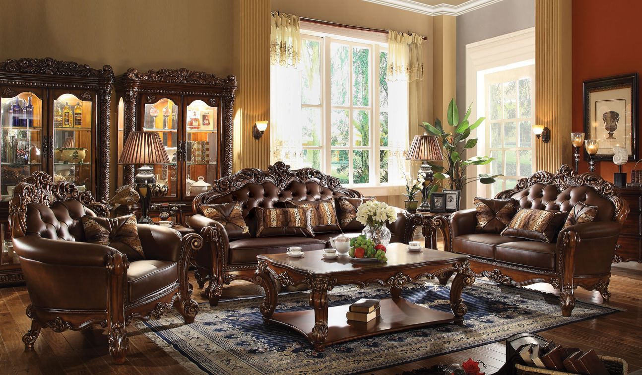 Vendome Sofa With 4 Pillows in Cherry Leather 52001 by ACME