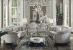 Versailles Sofa With 5 Pillows in Ivory Velvet 52085 By ACME Luxury Living Room Furniture Mobilia Cleopatra 11 Versailles Sofa With 5 Pillows in Ivory Velvet 52085 By ACME 11