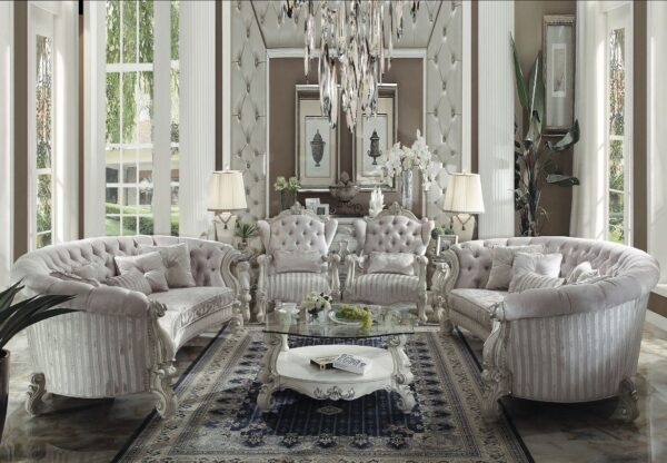Versailles Sofa With 5 Pillows in Ivory Velvet 52085 By ACME - Image 3
