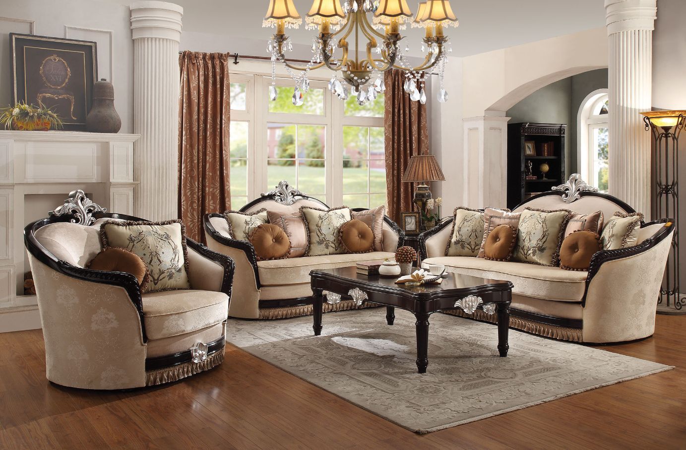 Tan Fabric Ernestine Sofa W/7 Pillows 52110 by ACME
