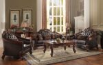 Vendome II Sofa With 5 Pillows in Brown Leather 53130 by ACME Luxury Living Room Furniture Mobilia Cleopatra 11 Vendome II Sofa With 5 Pillows in Brown Leather 53130 by ACME 11