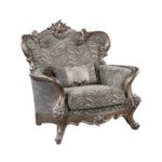 Fabric & Antique Bronze Finish Elozzol Chair W/Pillow LV00301 by ACME 15