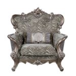 Fabric & Antique Bronze Finish Elozzol Chair W/Pillow LV00301 by ACME 16