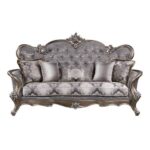 Fabric & Antique Bronze Finish Elozzol Sofa W/5 Pillows LV00299 by ACME 14