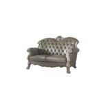 Synthetic Leather & Vintage Bone White Finish Dresden Loveseat W/3 Pillows 58176 by ACME 14