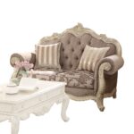Gray Fabric & Antique White Finish Ragenardus Loveseat 56021 by ACME Luxury Living Room Furniture Mobilia Cleopatra 7 Gray Fabric & Antique White Finish Ragenardus Loveseat 56021 by ACME 7