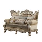 Fabric & Champagne Finish Ranita Loveseat W/6 Pillows 51041 by ACME Luxury Living Room Furniture Mobilia Cleopatra 11 Fabric & Champagne Finish Ranita Loveseat W/6 Pillows 51041 by ACME 11