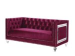 Burgundy Velvet Heibero Loveseat 56896 by ACME Luxury Living Room Furniture Mobilia Cleopatra 11 Burgundy Velvet Heibero Loveseat 56896 by ACME 11
