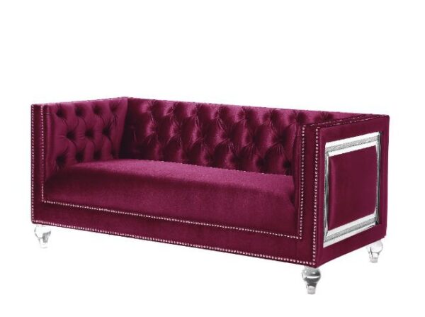 Burgundy Velvet Heibero Loveseat 56896 by ACME 7