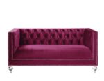 Burgundy Velvet Heibero Loveseat 56896 by ACME Luxury Living Room Furniture Mobilia Cleopatra 13 Burgundy Velvet Heibero Loveseat 56896 by ACME 13