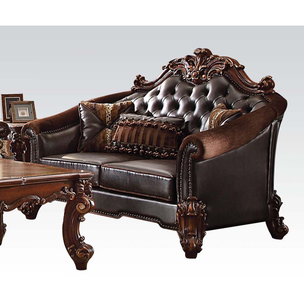 Vendome II Loveseat With 3 Pillows in Brown Leather 53131 by ACME