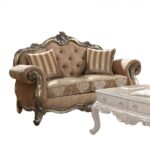 Fabric & Vintage Oak Finish Ragenardus Loveseat 56031 by ACME Luxury Living Room Furniture Mobilia Cleopatra 8 Fabric & Vintage Oak Finish Ragenardus Loveseat 56031 by ACME 8