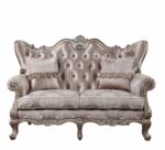 Fabric & Champagne Finish Jayceon Loveseat W/2 Pillows 54866 by ACME Luxury Loveseats Mobilia Cleopatra 13 Fabric & Champagne Finish Jayceon Loveseat W/2 Pillows 54866 by ACME 13