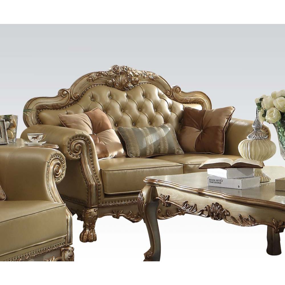Bone Leather Dresden Loveseat W/3 Pillows 53161 by ACME