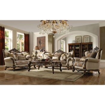 Tan, Pattern Fabric Latisha Sofa W/8 Pillows 52115 by ACME