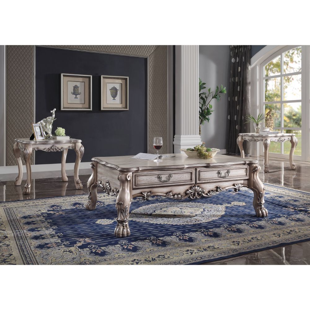 Vintage Bone White Finish Dresden Coffee Table 88175 by ACME