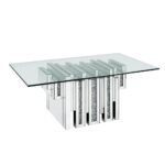 Noralie Coffee Table With Mirrored Pedestal Base with Faux Diamond Inlay by ACME Luxury Coffee Tables Mobilia Cleopatra 14 Noralie Coffee Table With Mirrored Pedestal Base with Faux Diamond Inlay by ACME 14