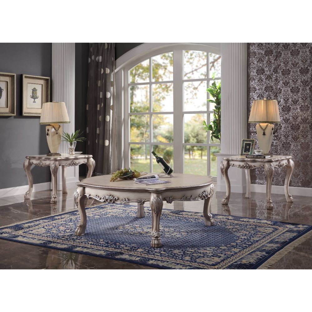Vintage Bone White Finish Dresden Coffee Table by ACME