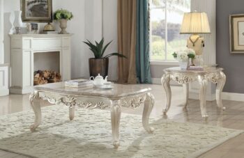 Golden Ivory Finish Gorsedd Coffee Table W/Marble Top 82440 by ACME