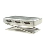Aluminum &Top Grain Leather Brancaster Coffee Table by ACME Luxury Coffee Tables Mobilia Cleopatra 18 Aluminum &Top Grain Leather Brancaster Coffee Table by ACME 18