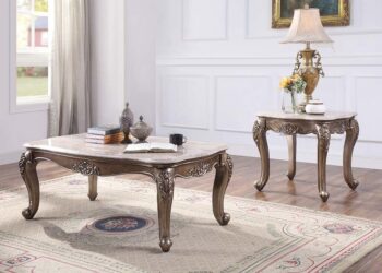 Marble Top & Champagne Finish Jayceon Coffee Table 84865 by ACME