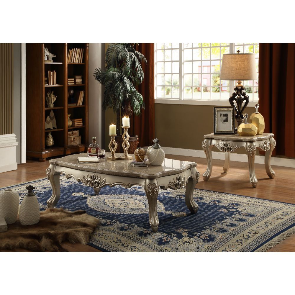Marble Top & Champagne Finish Ranita Coffee Table 81040 by ACME