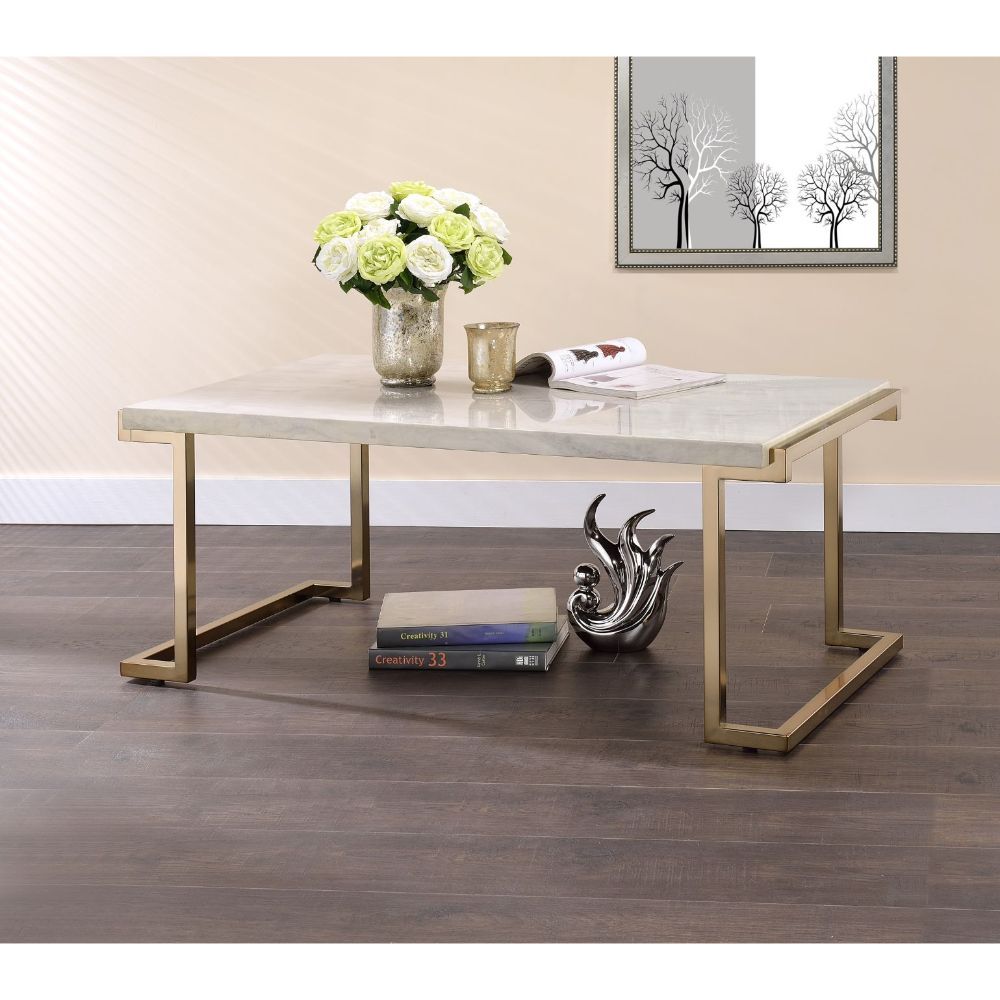 Faux Marble & Champagne Boice II Coffee Table by ACME