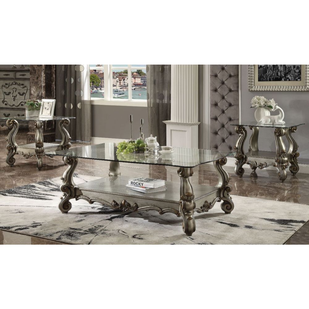 Antique Platinum Finish Versailles End Table 86842 by ACME